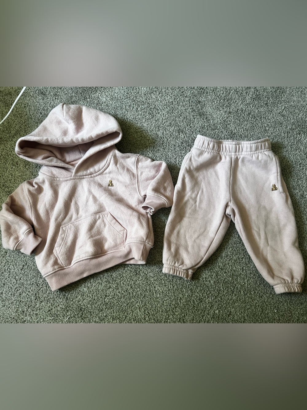 GAP Baby Pink Fleece Hoodie and Sweatpants - 6-12M